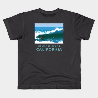 SURFING NEWPORT BEACH, CA Kids T-Shirt